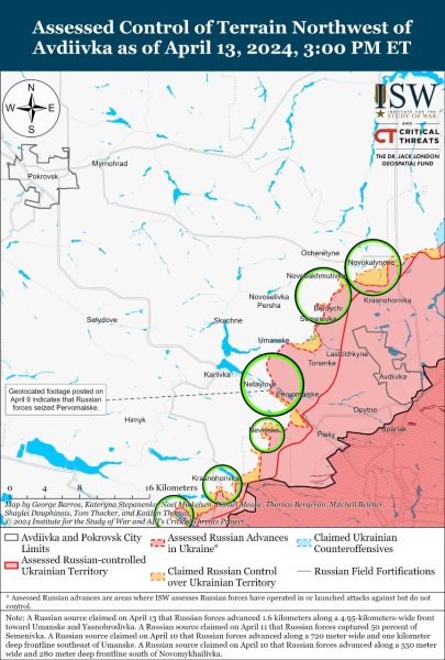 Mapa de operaciones militares para el 14 de abril de 2024: situación en el frente