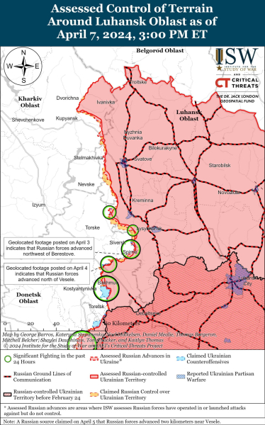 Mapa de operaciones militares para el 8 de abril de 2024: la situación en el frente