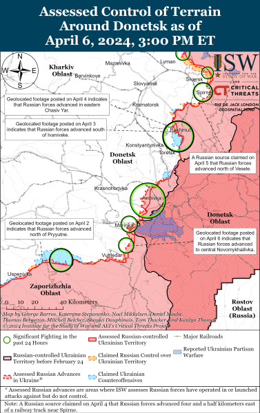 Mapa de operaciones militares el 7 de abril de 2024 - la situación en el frente