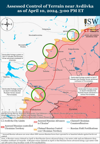 Mapa de operaciones militares para el 11 de abril de 2024: situación en el frente