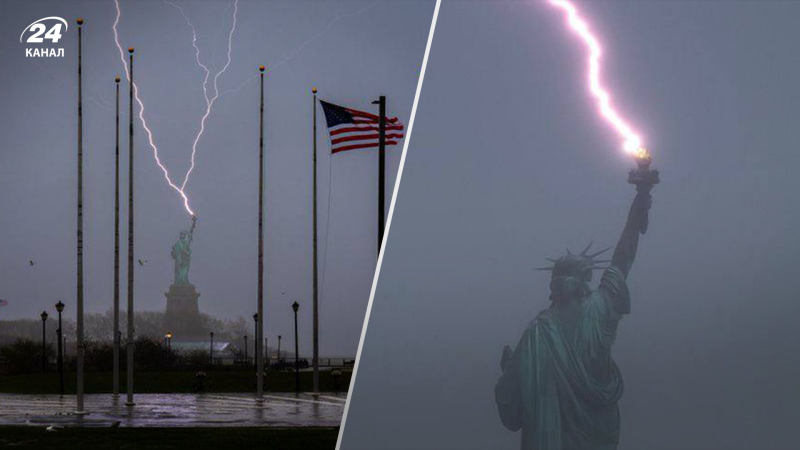 En Nueva York, un rayo cayó sobre la Estatua de la Libertad: el fotógrafo tomó fotografías espectaculares