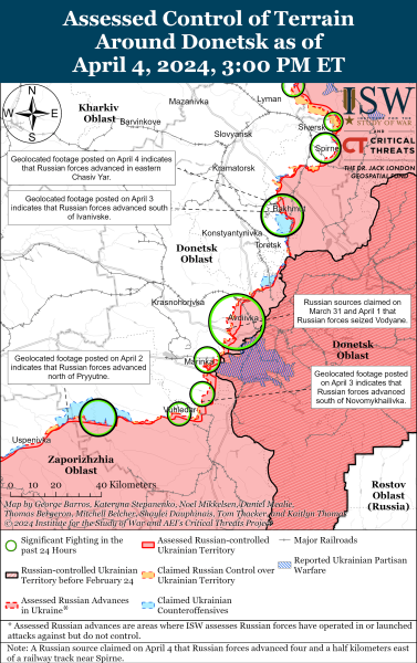 Mapa de operaciones militares el 5 de abril de 2024 - la situación en el frente