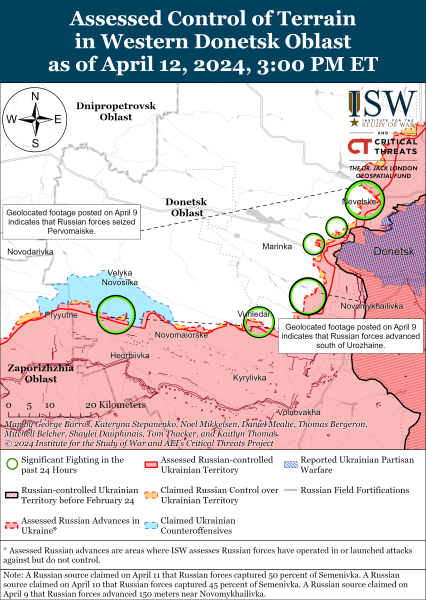 Mapa de operaciones militares para el 13 de abril de 2024: situación en el frente