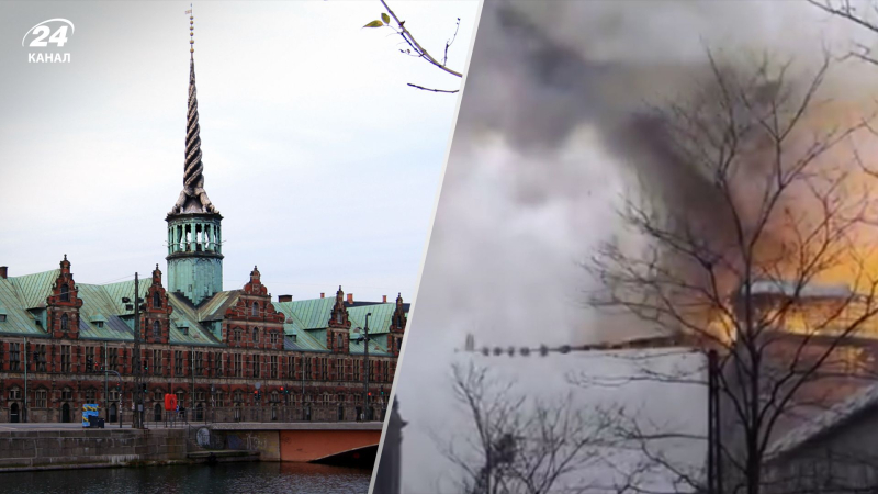La aguja de 56 metros de la Bolsa de Börsen se derrumbó en Copenhague: el terrible momento fue captado en vídeo