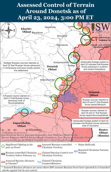Mapa de operaciones militares para el 24 de abril de 2024: la situación en el frente