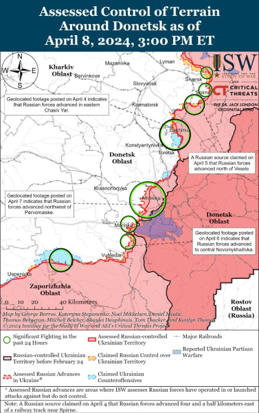 Mapa de operaciones militares al 9 de abril de 2024: situación en el frente