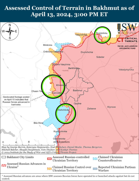 Mapa de operaciones militares al 14 de abril de 2024: situación en el frente