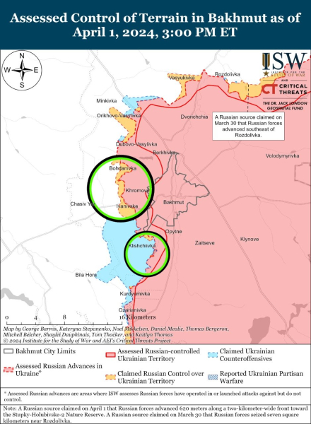 Mapa de operaciones militares al 2 de abril de 2024: situación en el frente