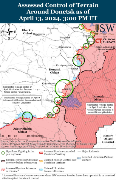 Mapa de operaciones militares para el 14 de abril de 2024: situación en el frente