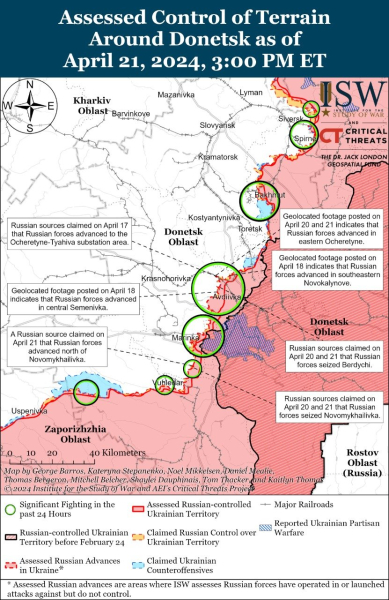 Mapa de operaciones militares para el 22 de abril de 2024: situación en el frente