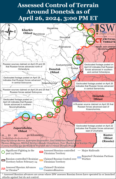 Mapa de operaciones militares para el 27 de abril de 2024: la situación en el frente