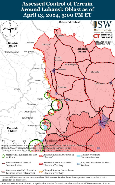 Mapa de operaciones militares para el 14 de abril de 2024: situación en el frente