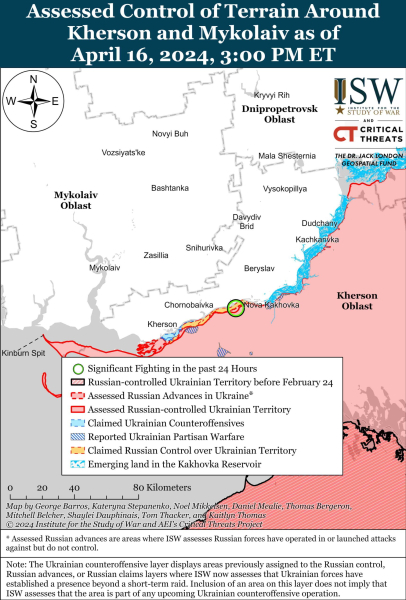 Mapa de operaciones militares para el 17 de abril de 2024 & mdash ; situación en el frente