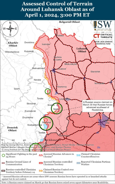 Mapa de operaciones militares al 2 de abril de 2024: situación en el frente