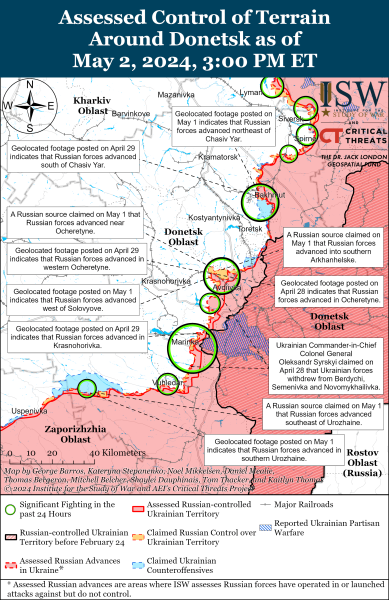 Mapa de operaciones militares el 3 de mayo de 2024 - la situación en el frente