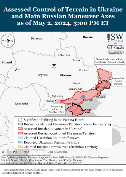 Mapa de operaciones militares el 3 de mayo de 2024 - situación al frente