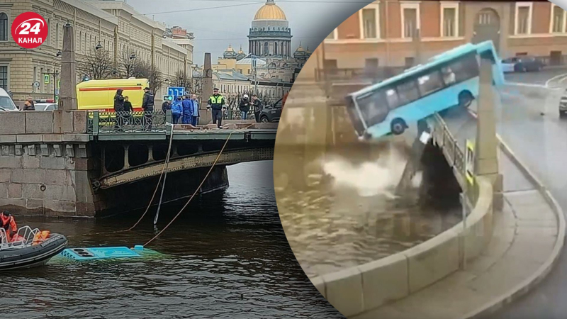En el centro de En San Petersburgo, un autobús con pasajeros cayó al río: el momento quedó captado en vídeo