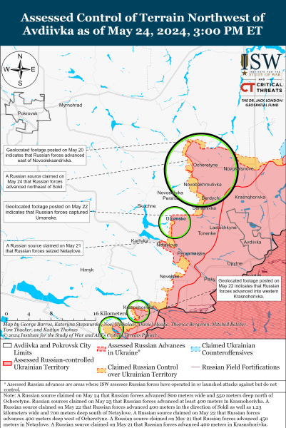 Mapa de operaciones militares el 25 de mayo de 2024 - la situación en el frente