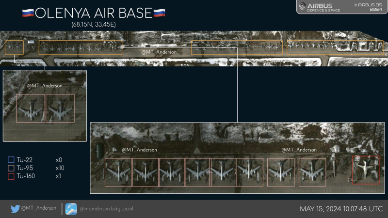 Rusia transfirió un tercio de sus bombarderos estratégicos al aeródromo de Olenya — imágenes de satélite