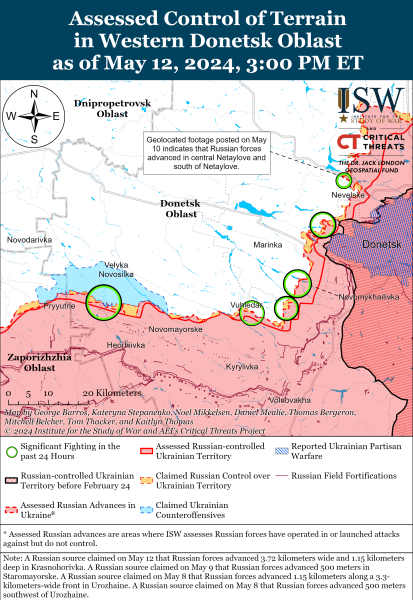 Mapa de operaciones militares el 13 de mayo de 2024 — situación en el frente