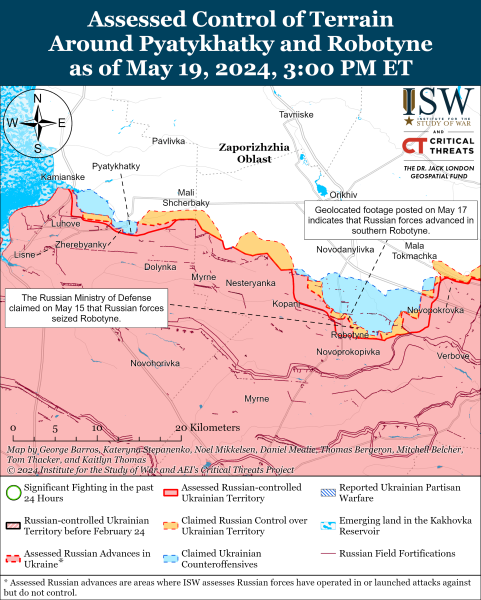 Mapa de operaciones militares para el 20 de mayo de 2024 — situación en el frente