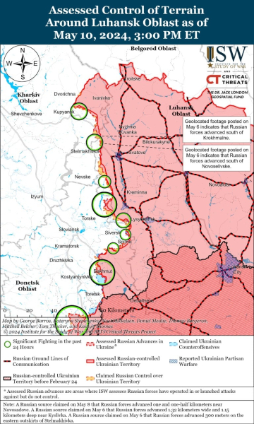 Mapa de operaciones militares al 11 de mayo de 2024 & mdash ; situación en el frente