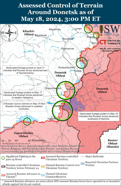 Mapa de operaciones militares para el 19 de mayo de 2024: situación en el frente