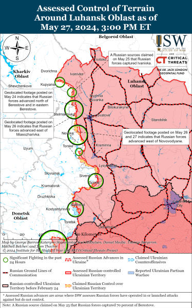 Mapa de operaciones militares al 28 de mayo de 2024 - situación en el frente