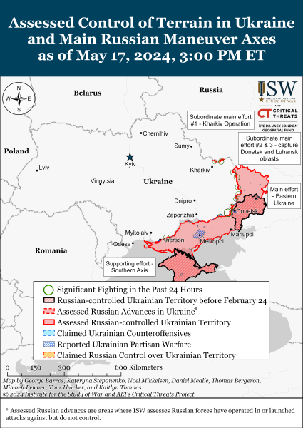 Mapa de operaciones militares el 18 de mayo de 2024 – ndash; situación en el frente