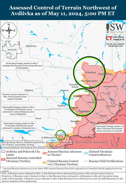 Mapa de operaciones militares el 12 de mayo de 2024 - la situación en el frente