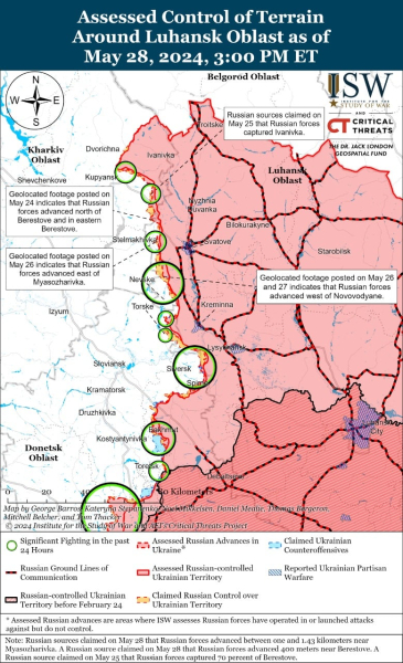 Mapa de operaciones militares al 29 de mayo de 2024: situación en el frente