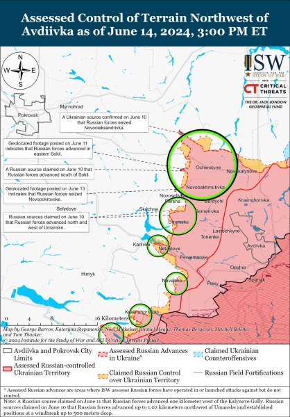 Mapa de operaciones militares al 15 de junio de 2024: situación en el frente