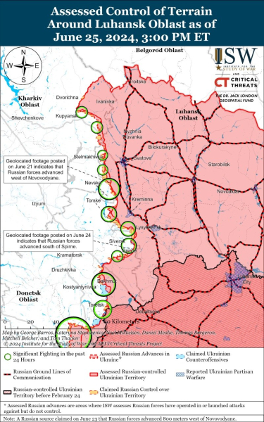 Mapa de operaciones militares al 26 de junio de 2024: situación en el frente