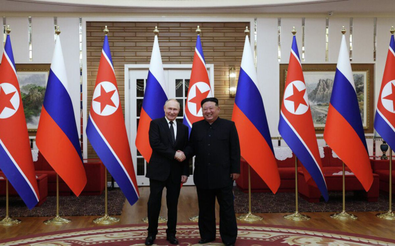 Putin y Kim Jong-in firmaron un acuerdo sobre una “asociación estratégica integral”” /></p>
<p>Reunión entre Putin y Kim Jong-in/Foto de medios rusos</p>
<p _ngcontent-sc93 class=