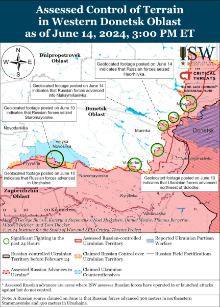 Mapa de operaciones militares al 15 de junio de 2024: situación en el frente