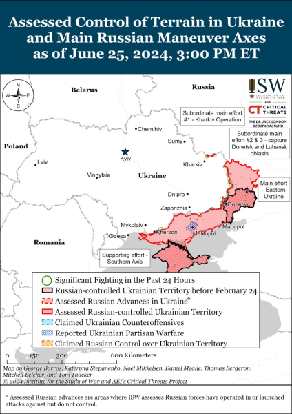 Mapa de acciones de operaciones militares el 26 de junio de 2024: situación en el frente