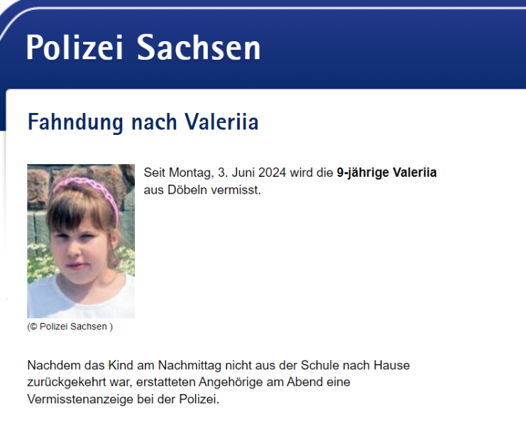 En Alemania, una niña ucraniana de 9 años desapareció camino a la escuela: han estado buscando para ella por sexto día