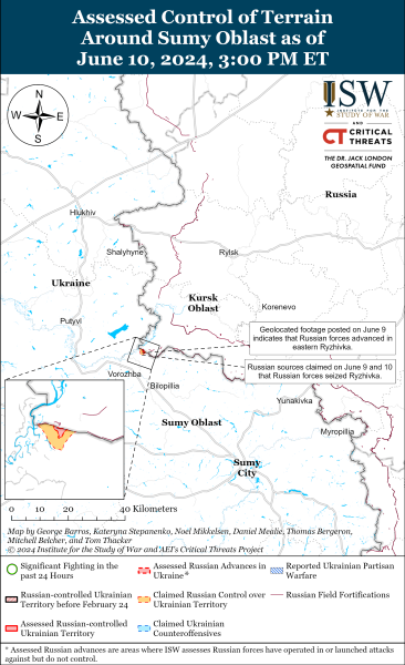 Mapa de operaciones militares el 11 de junio de 2024 – mdash; situación en el frente