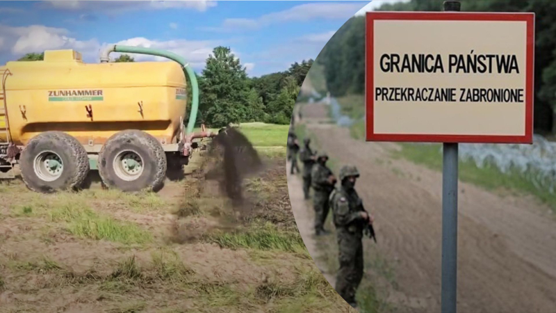 Los agricultores polacos esparcen estiércol de cerdo a lo largo de la frontera con Bielorrusia