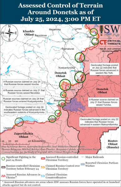 Mapa de operaciones militares para el 26 de julio de 2024: situación en el frente