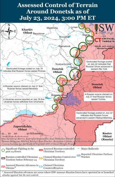 Mapa de operaciones militares para el 24 de julio de 2024: situación en el frente