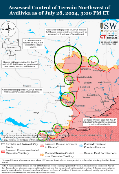 Mapa de operaciones militares para el 29 de julio de 2024: la situación en the front