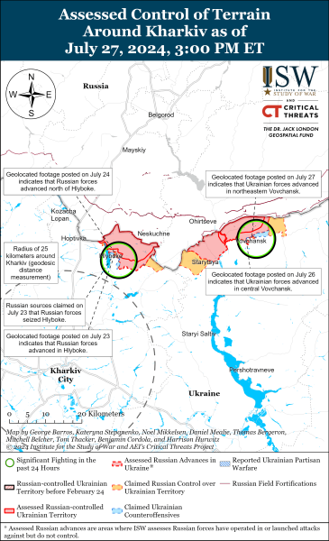Mapa de operaciones militares el 28 de julio de 2024 – ndash; situación en el frente