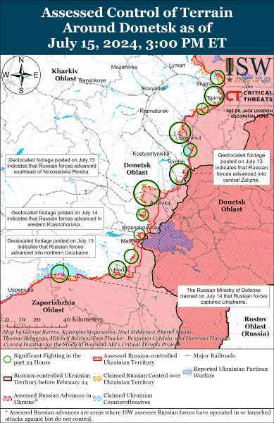 Mapa de operaciones militares al 16 de julio de 2024: situación en el frente