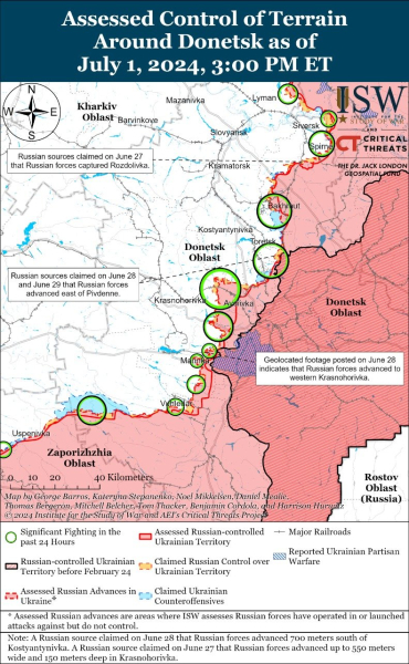 Mapa de operaciones militares al 2 de julio de 2024 — situación en el frente