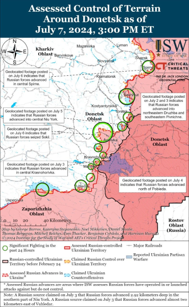 Mapa de operaciones militares al 8 de julio de 2024: situación en el frente