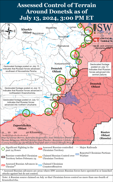 Mapa de operaciones militares al 14 de julio de 2024: situación en el frente