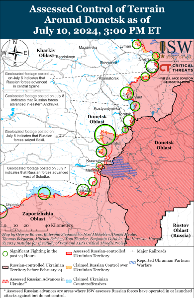 Mapa de operaciones militares al 11 de julio de 2024: situación en el frente
