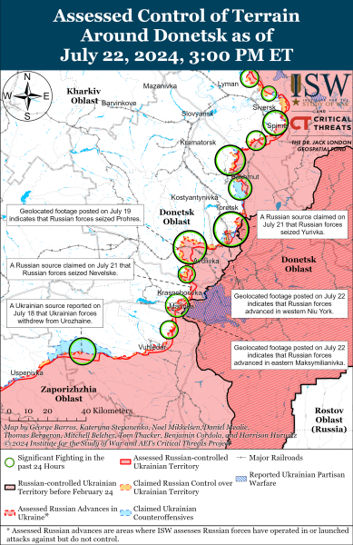 Mapa de operaciones militares al 23 de julio de 2024: situación en el frente