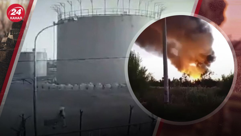 Pánico de un guardia de seguridad y una poderosa explosión: se mostró en línea el momento del ataque a un depósito de petróleo en Rusia